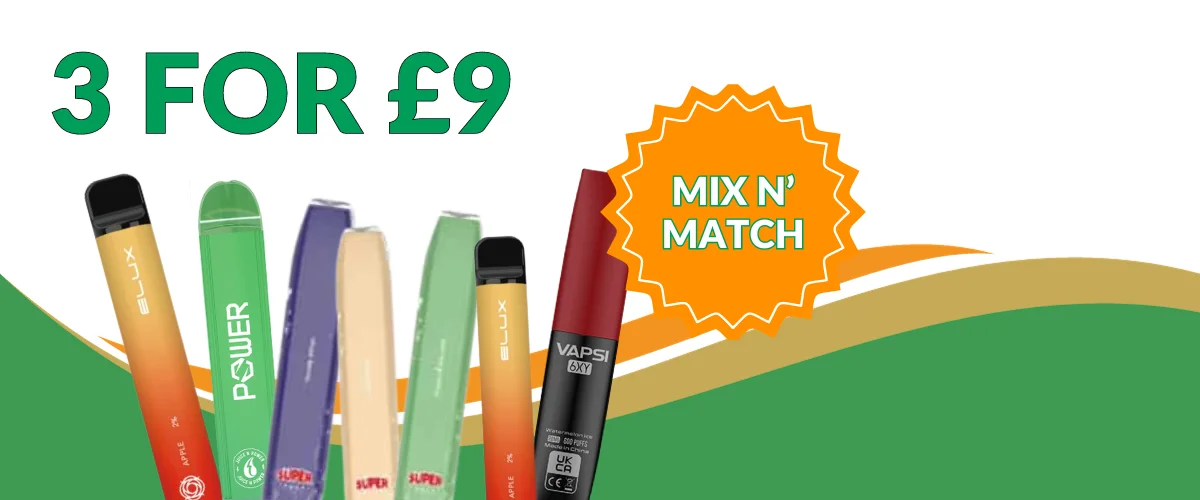 Disposable Vapes mix n match 3 for 9